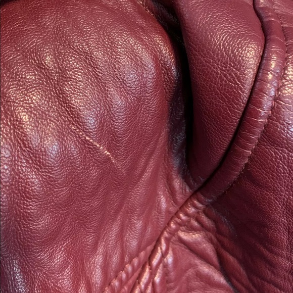 ANN TAYLOR MAROON BURGUNDY FAUX LEATHER JACKET - Picture 8 of 9